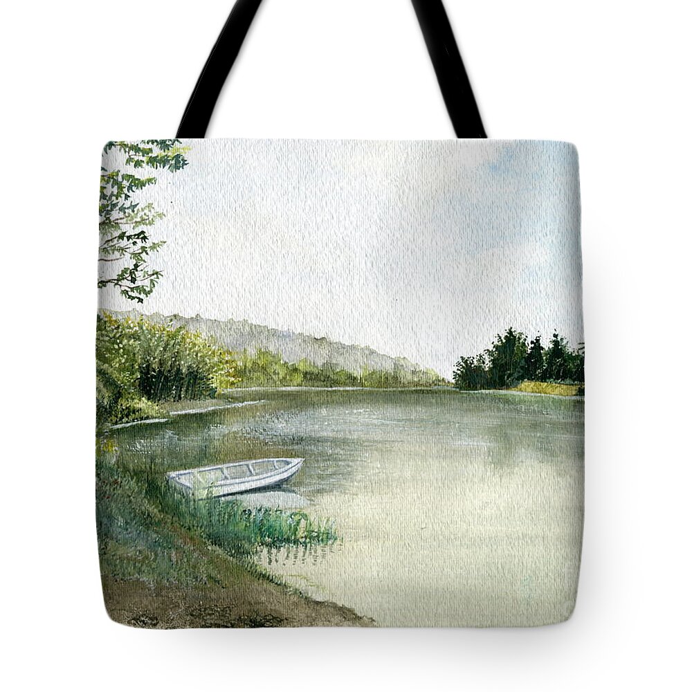 Watercolor Tote Bag featuring the painting River Light #1 by Melly Terpening