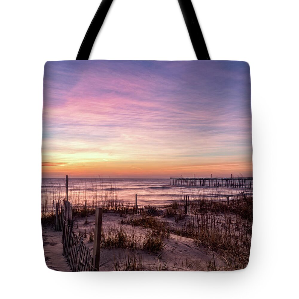 Landscape Tote Bag featuring the photograph Rodanthe Sunrise #1 by Russell Pugh