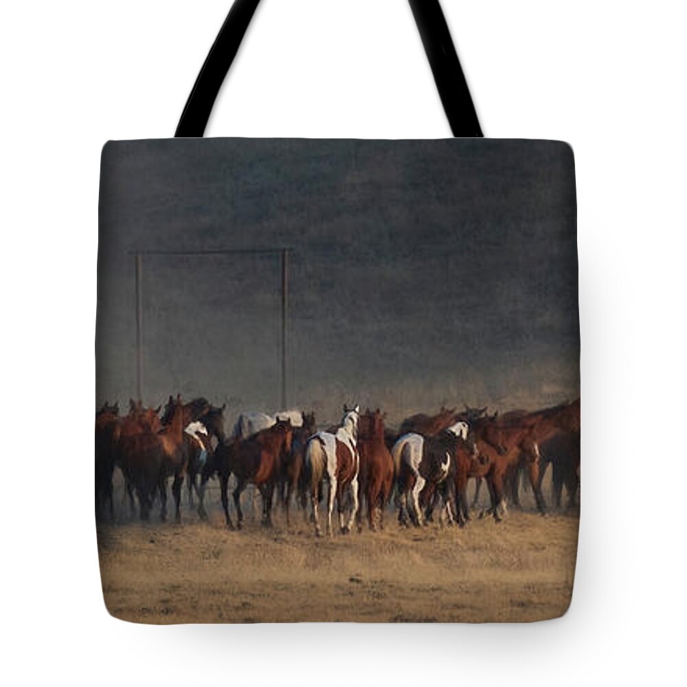 Horses Tote Bag featuring the photograph Round Up #1 by Pamela Steege