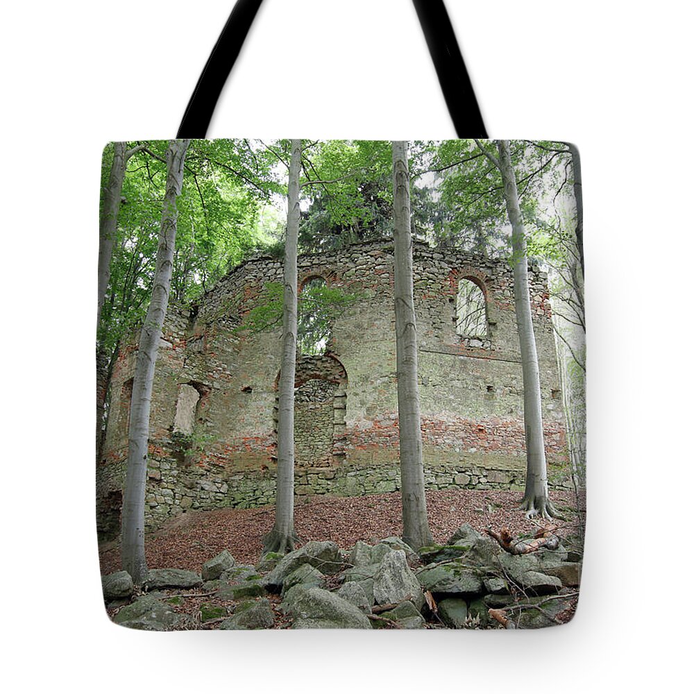 Ruins Tote Bag featuring the photograph Ruins of the Baroque chapel of St. Mary Magdalene #1 by Michal Boubin