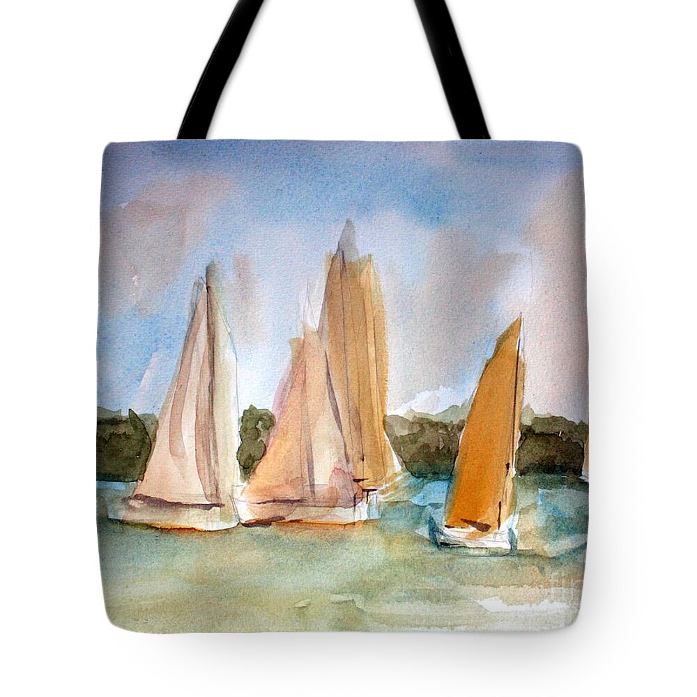 Sailing Tote Bag featuring the painting Sailing #1 by Julie Lueders 