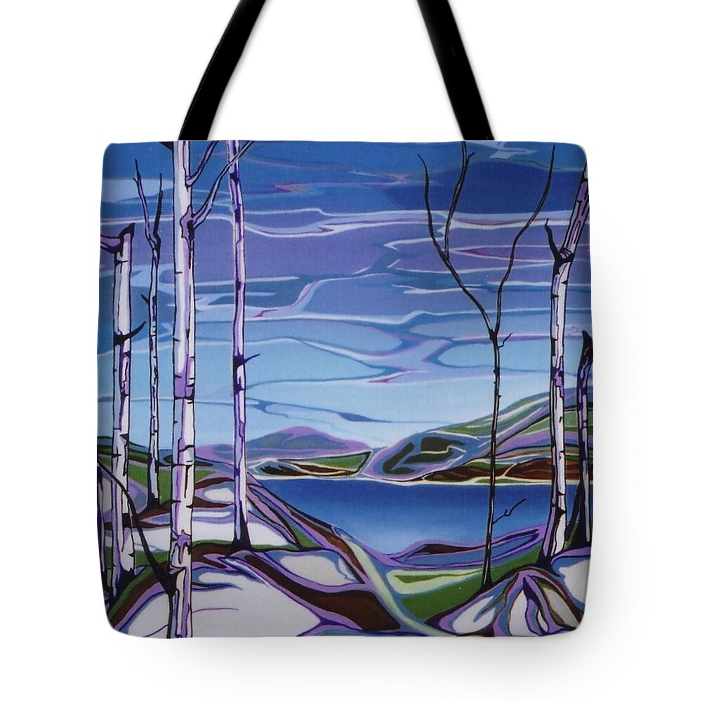 Landscape Tote Bag featuring the painting Sardi Lake  Sold by Pat Purdy