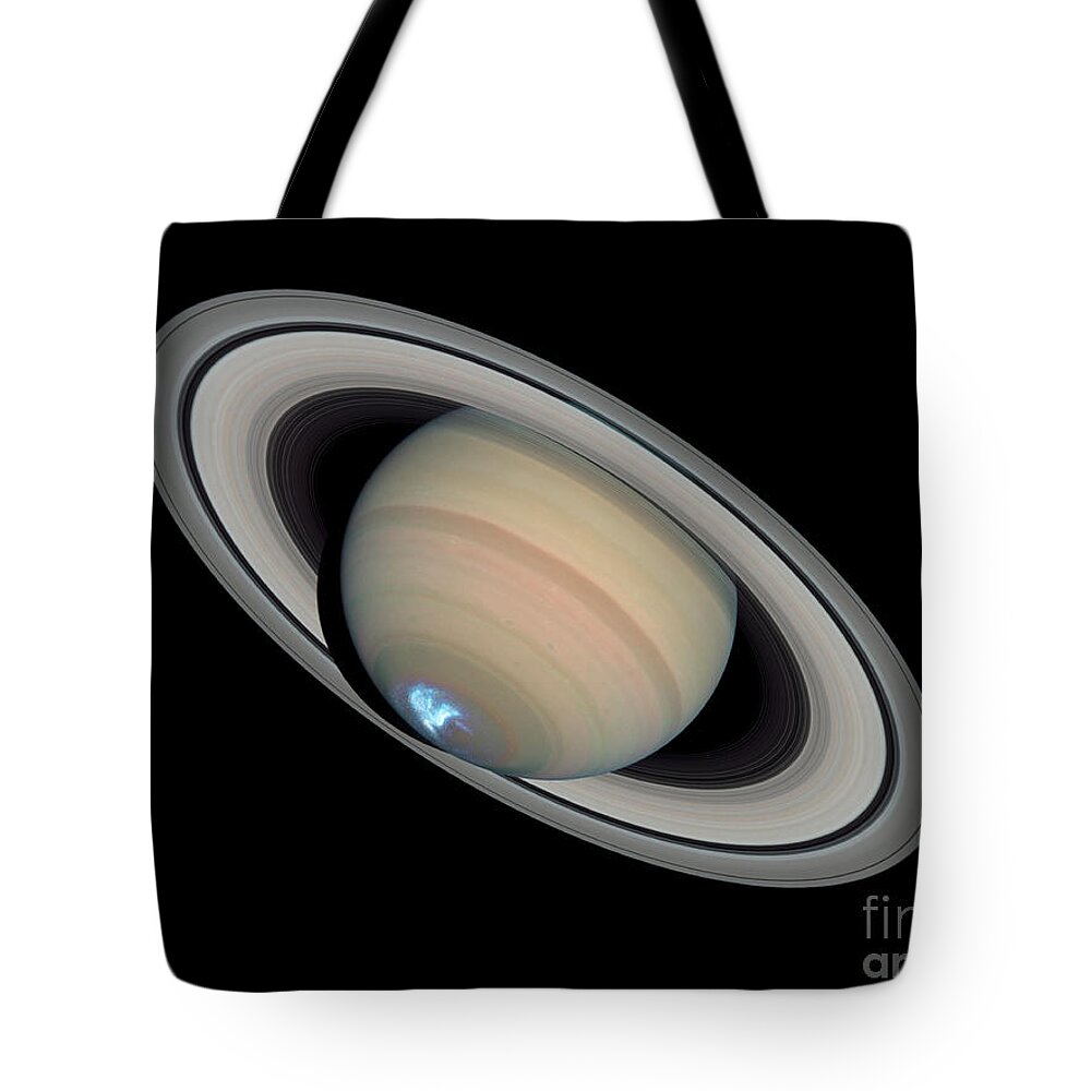 Science Tote Bag featuring the photograph Saturns Dynamic Aurora #1 by Science Source