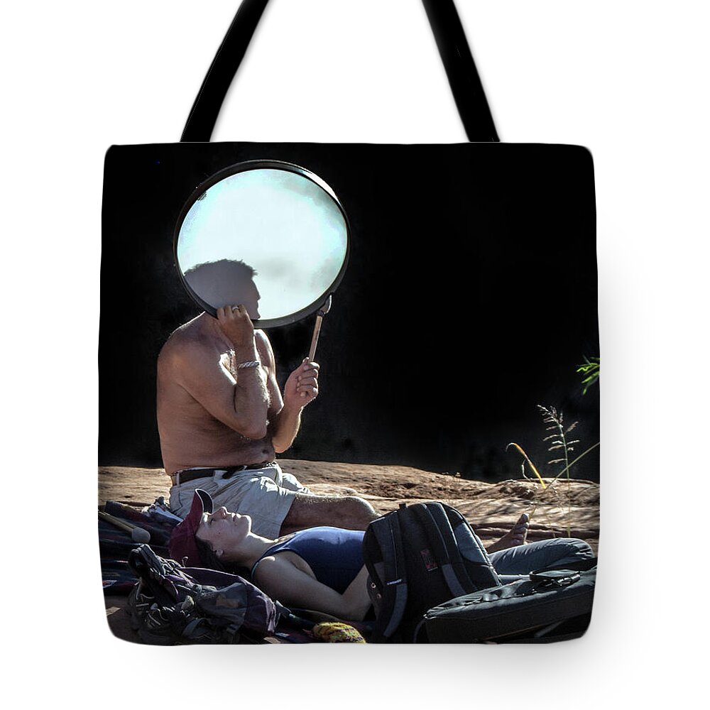 Person Tote Bag featuring the photograph Sedona Ceremony 7761-101717-1cr by Tam Ryan