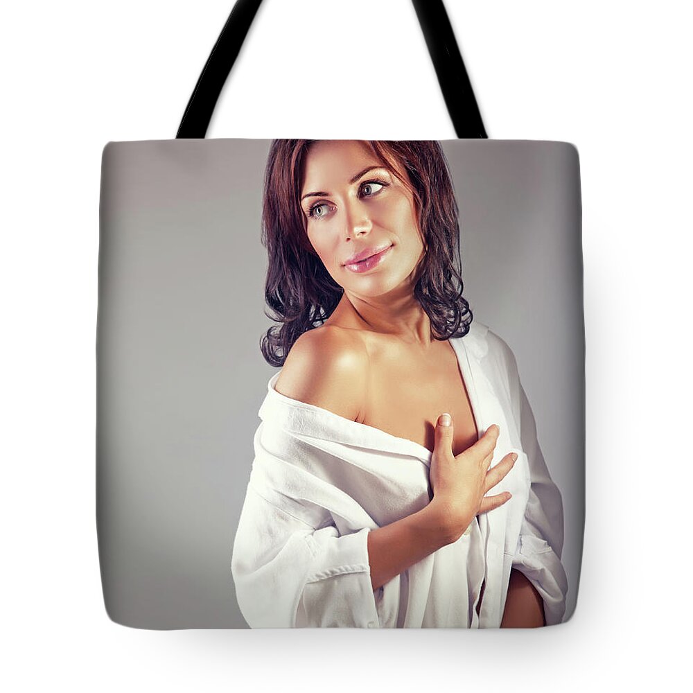Adult Tote Bag featuring the photograph Seductive woman portrait #1 by Anna Om