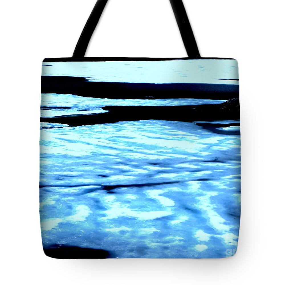 Snow Tote Bag featuring the photograph Shiny snow magic on lake #2 by Kumiko Mayer
