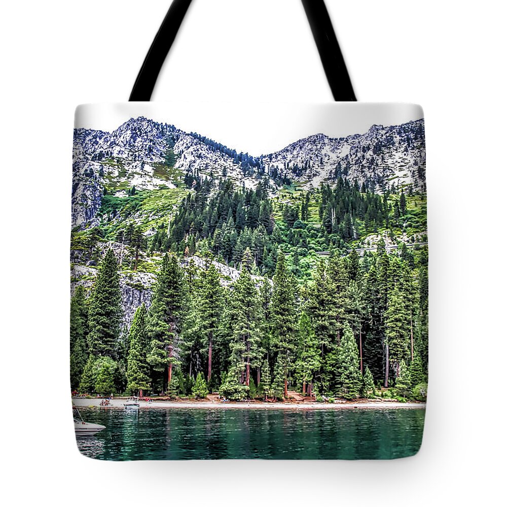 Tahoe Tote Bag featuring the photograph Shores of Emerald Bay #1 by Pat Cook