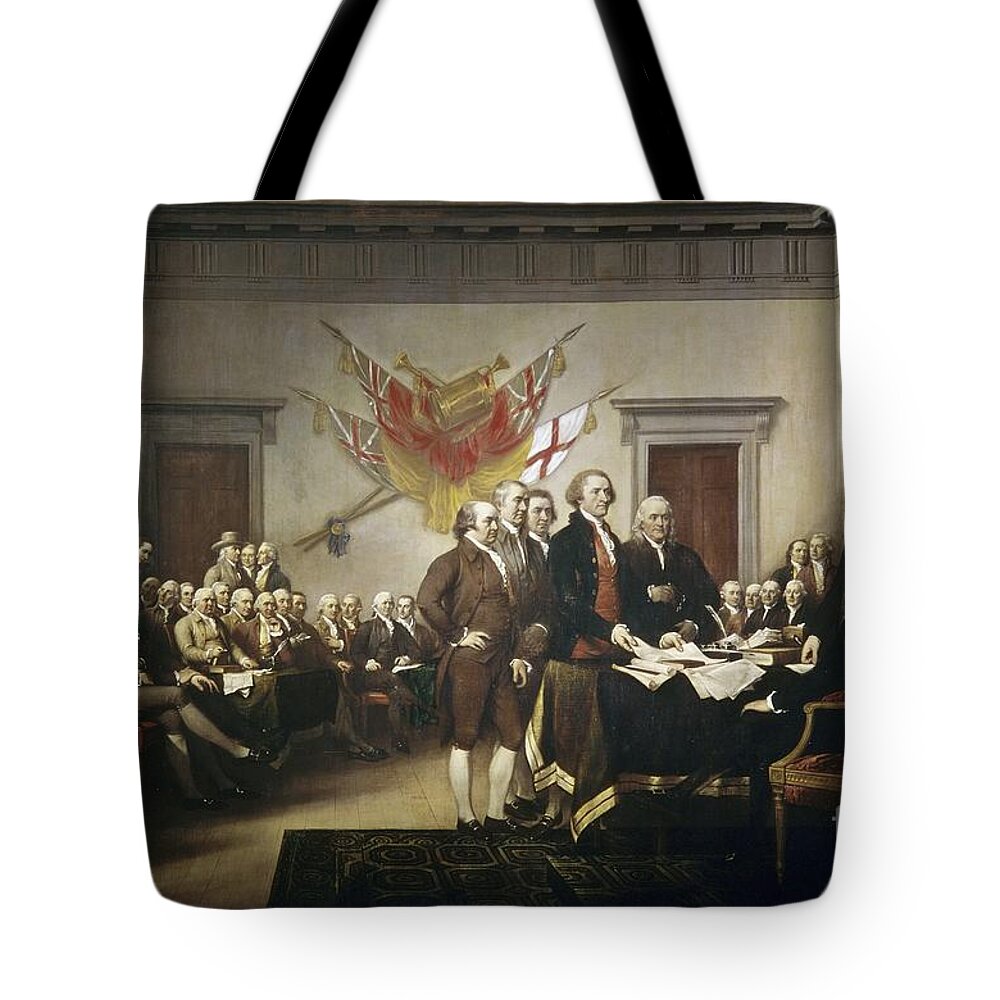 Signing Tote Bag featuring the painting Signing the Declaration of Independence by John Trumbull
