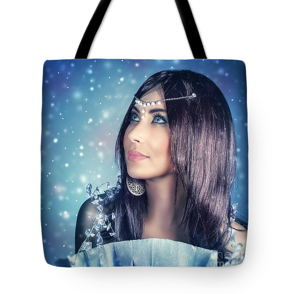 Accessory Tote Bag featuring the photograph Snow queen portrait by Anna Om