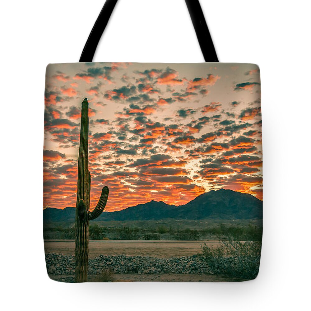 Saguaro Tote Bag featuring the photograph Sonoran Sunrise #1 by Robert Bales