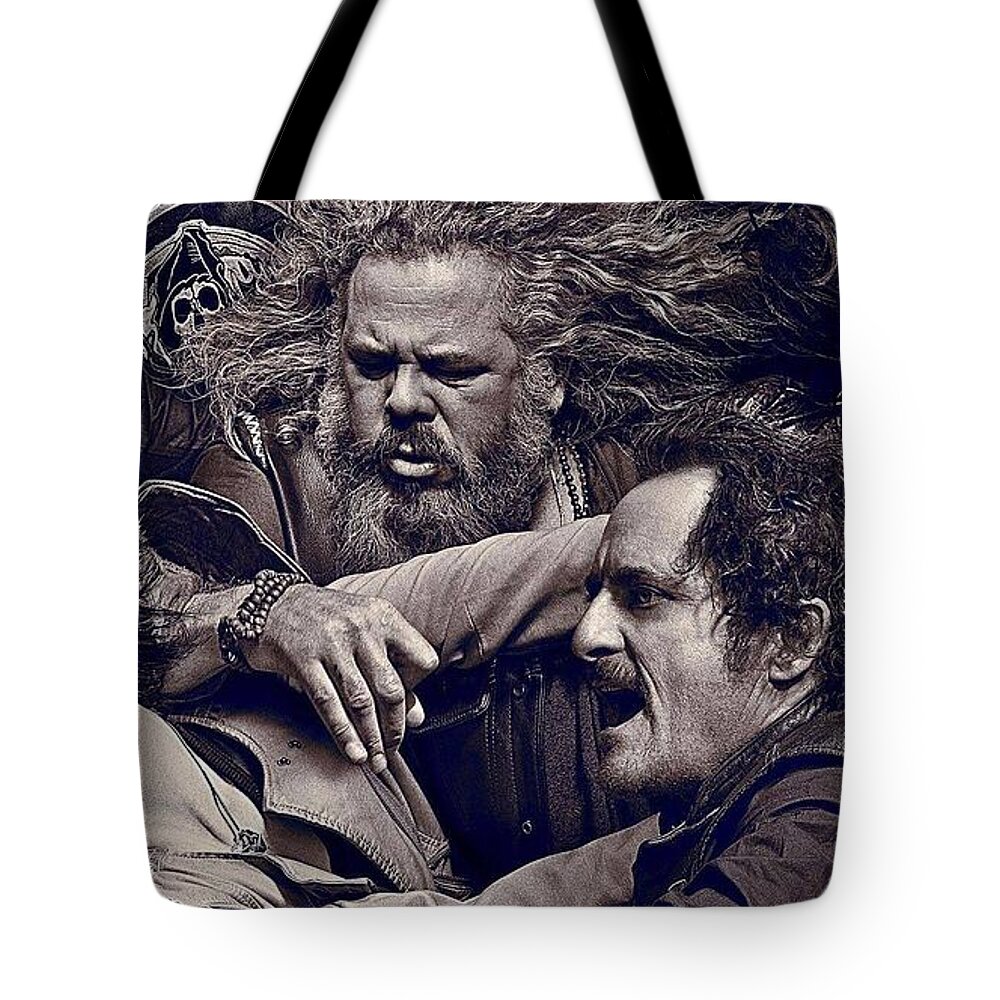Sons Of Anarchy Tote Bag featuring the digital art Sons Of Anarchy #1 by Super Lovely