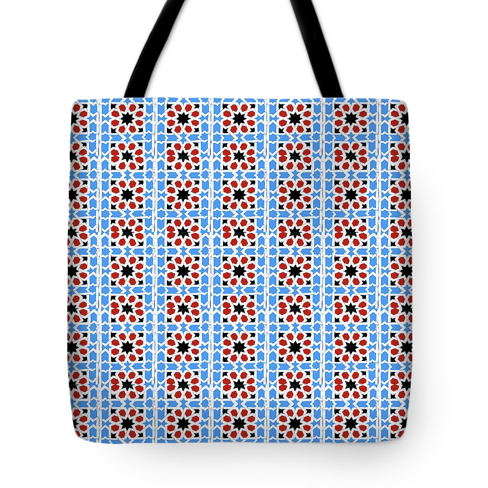 Wall Art Tote Bag featuring the painting Spanish Geometric Azulejo by AM FineArtPrints