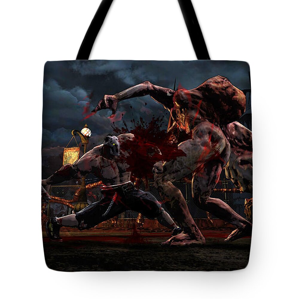 Splatterhouse Tote Bag featuring the digital art Splatterhouse #1 by Super Lovely