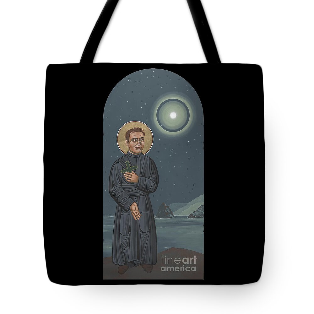 St Damien Of Moloka'i Tote Bag featuring the painting St Damien of Moloka'i 235 by William Hart McNichols