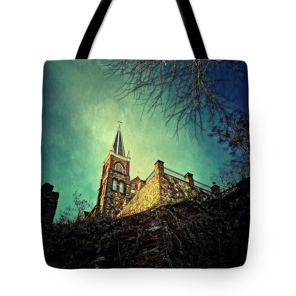 Church Tote Bag featuring the photograph St. Peter's Harpers Ferry by Chris Montcalmo