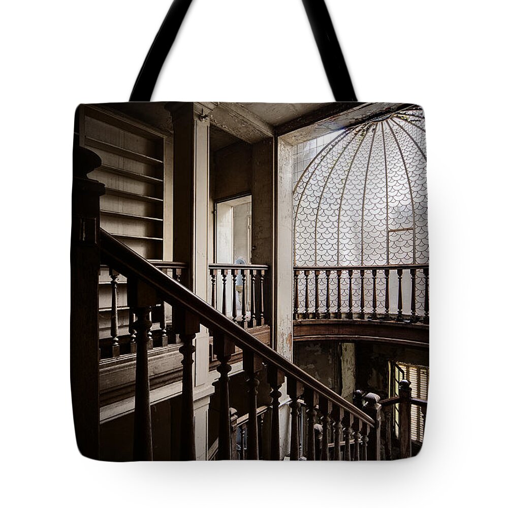 Abandoned Tote Bag featuring the photograph Dome of light - abandoned building by Dirk Ercken