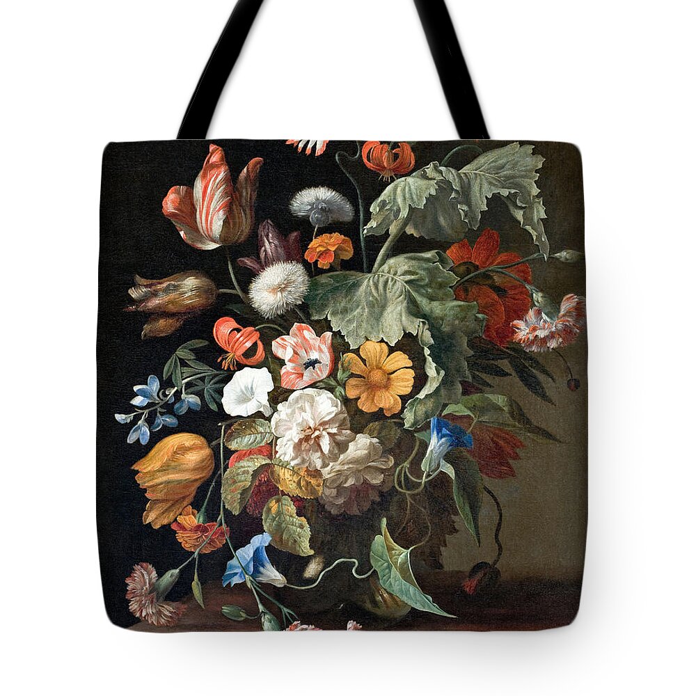 Still-life With Flowers Tote Bag featuring the painting Still-Life with Flowers #3 by Celestial Images