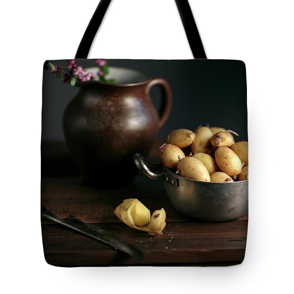 Potato Tote Bag featuring the photograph Still Life with Potatoes by Nailia Schwarz