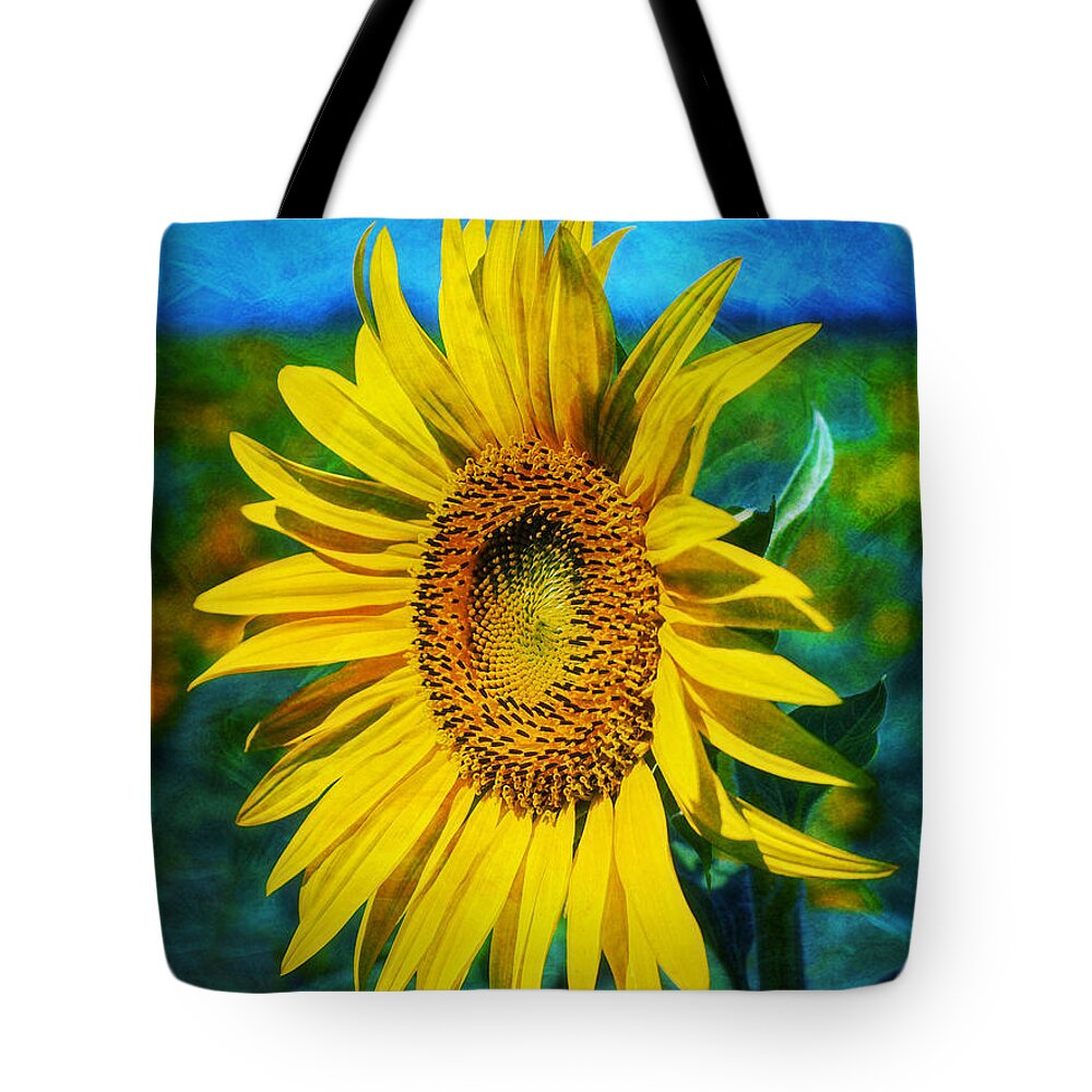 Sunflower Tote Bag featuring the digital art Sunflower #1 by Ian Mitchell