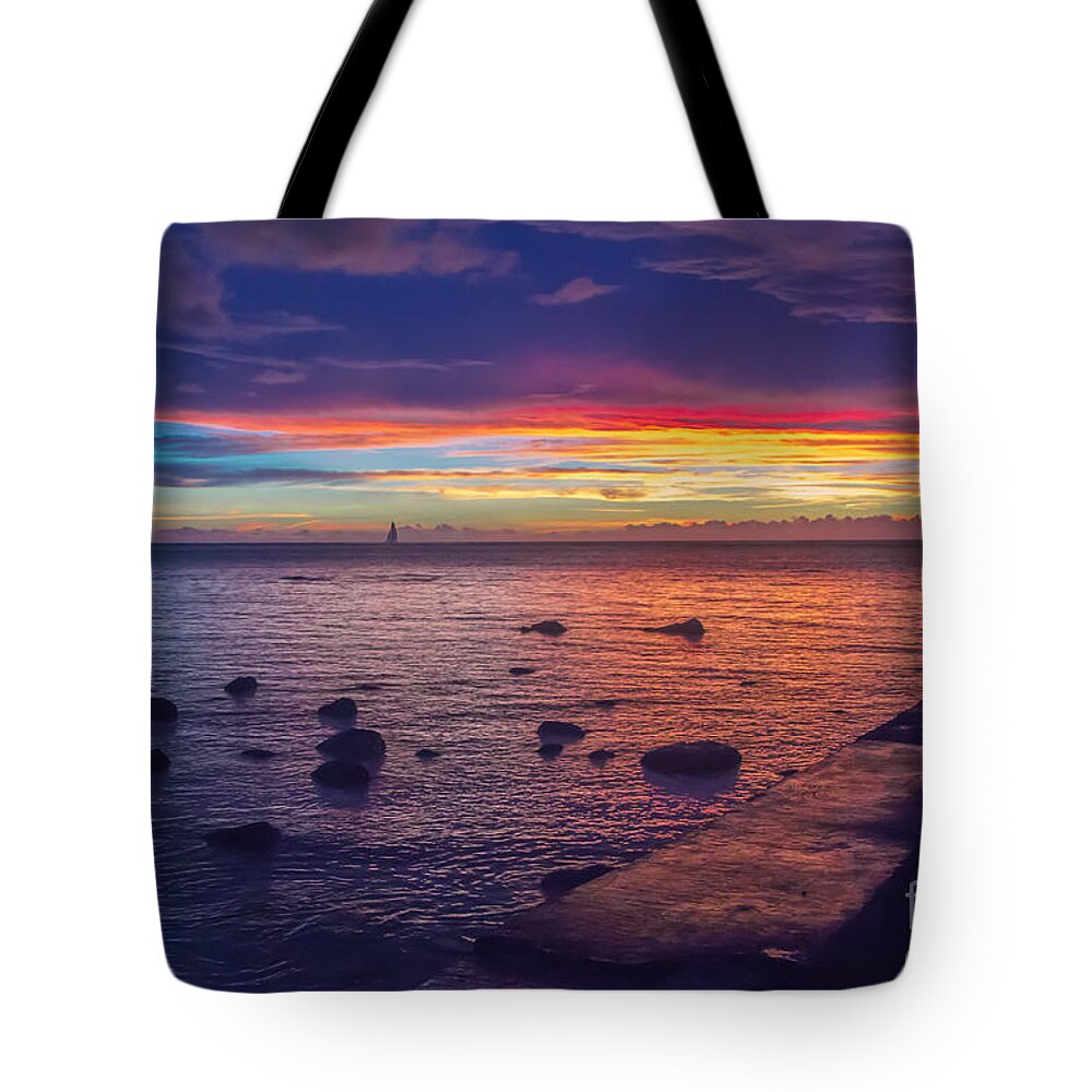 Sunset Tote Bag featuring the photograph Sunset at Mauritius by Amanda Mohler