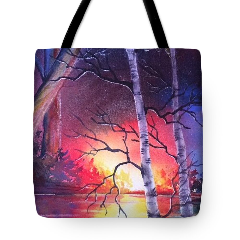 Sunset Tote Bag featuring the painting Sunset Glow #1 by Marilyn Jacobson