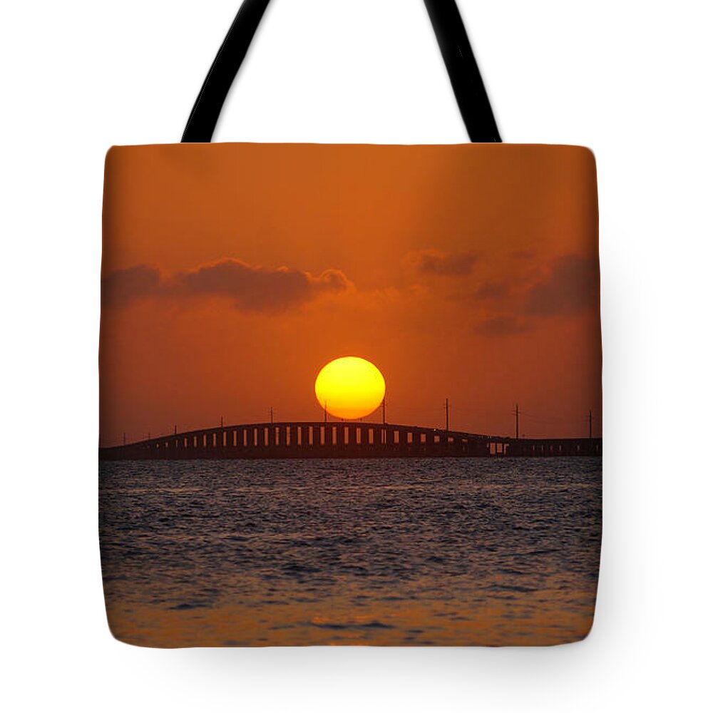 Sunset Tote Bag featuring the photograph Sunset Seven Mile Bridge #1 by Lawrence S Richardson Jr