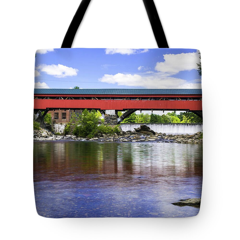 Taftsville Covered Bridge Tote Bag featuring the photograph Taftsville Covered Bridge. #2 by Scenic Vermont Photography