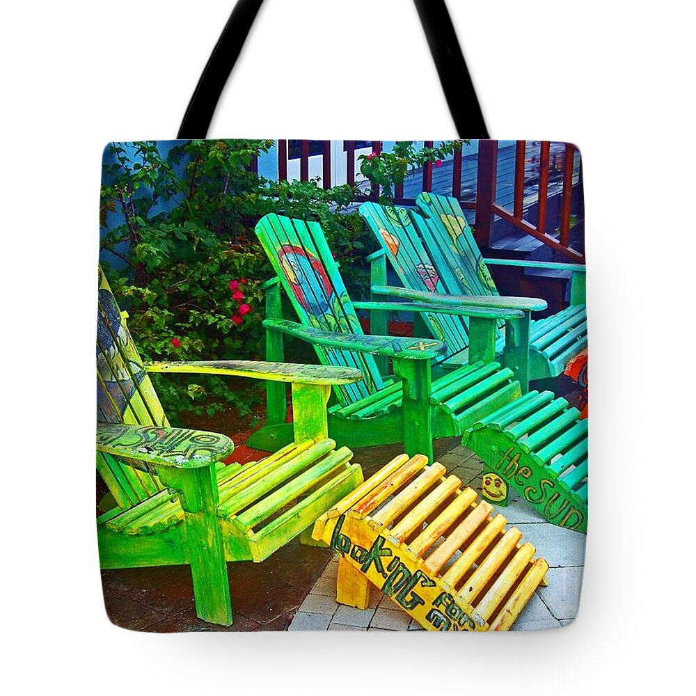 Chair Tote Bag featuring the photograph Take a Break #1 by Debbi Granruth