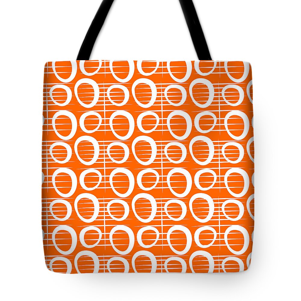 Orange Tote Bag featuring the mixed media Tangerine Loop by Linda Woods