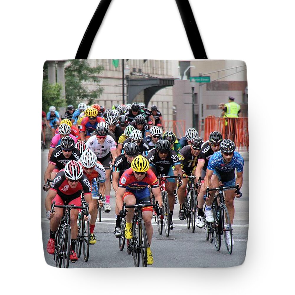 Cycle Racing Tote Bag featuring the photograph Team ERRACE #1 by Donn Ingemie