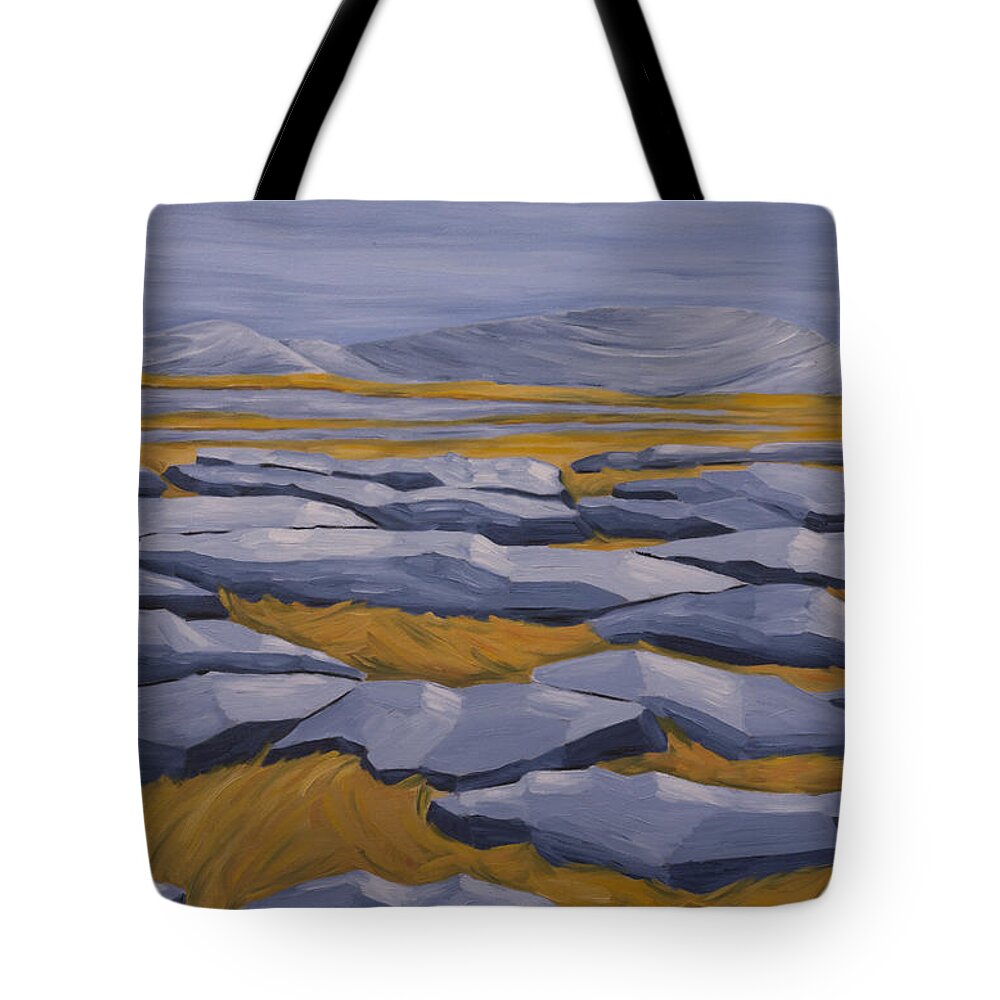 Ireland Tote Bag featuring the painting The Burren by John Farley