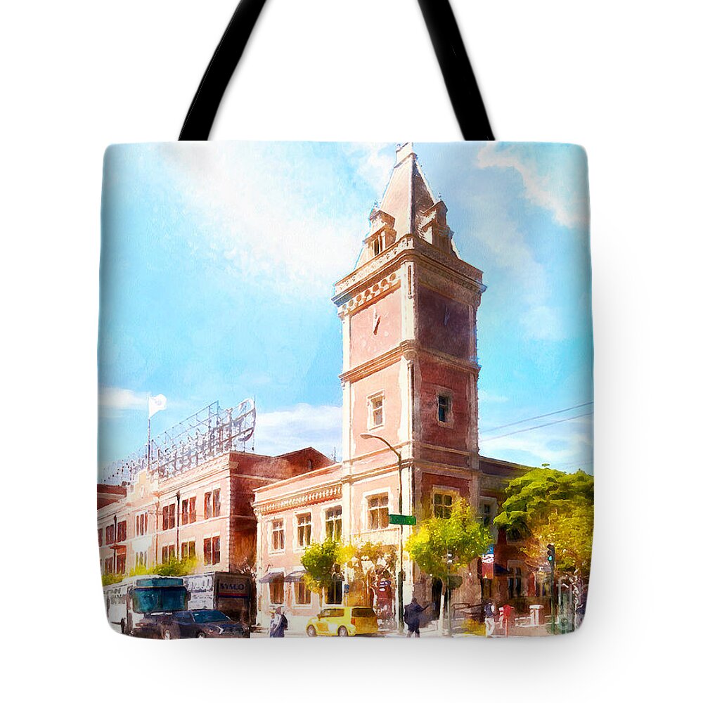 San Francisco Tote Bag featuring the photograph The Ghirardelli Chocolate Factory Clock Tower San Francisco Cali #2 by Wingsdomain Art and Photography