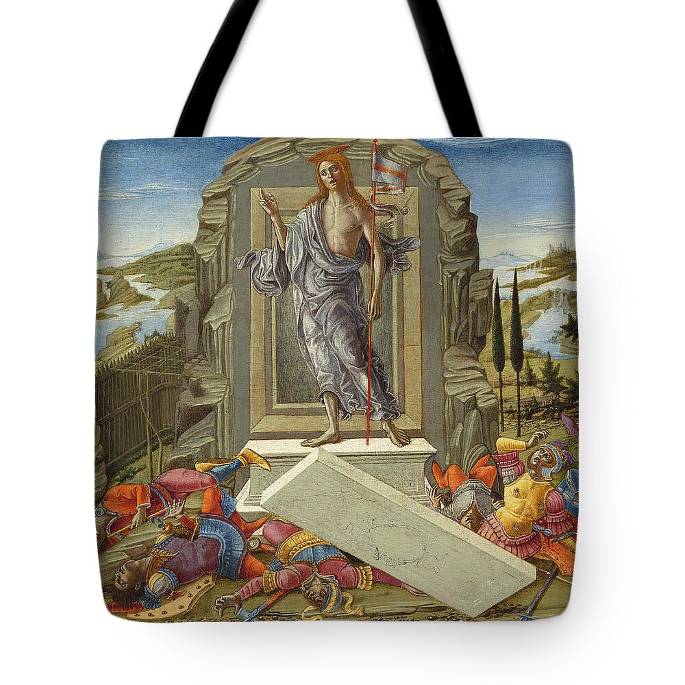 Benvenuto Di Giovanni Tote Bag featuring the painting The Resurrection #1 by Benvenuto Di Giovanni