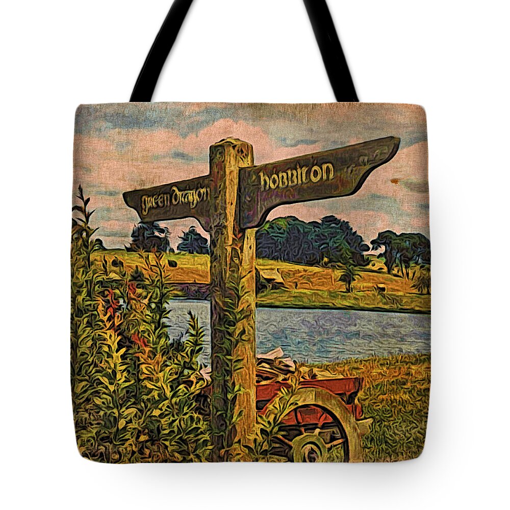 The Road To Hobbiton Tote Bag featuring the digital art The Road to Hobbiton by Kathy Kelly