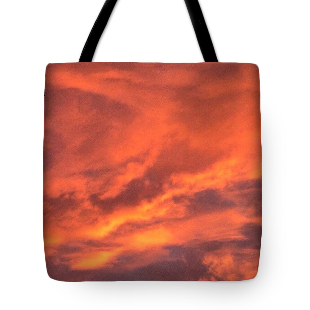Sunrise_and_sunsets Tote Bag featuring the photograph The #sky Has Been On #fire In #1 by Austin Tuxedo Cat