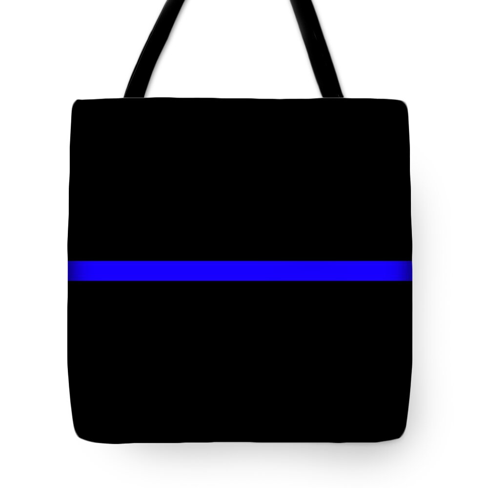 Thin Blue Line Tote Bag featuring the digital art The Symbolic Thin Blue Line Law Enforcement Police #2 by Garaga Designs