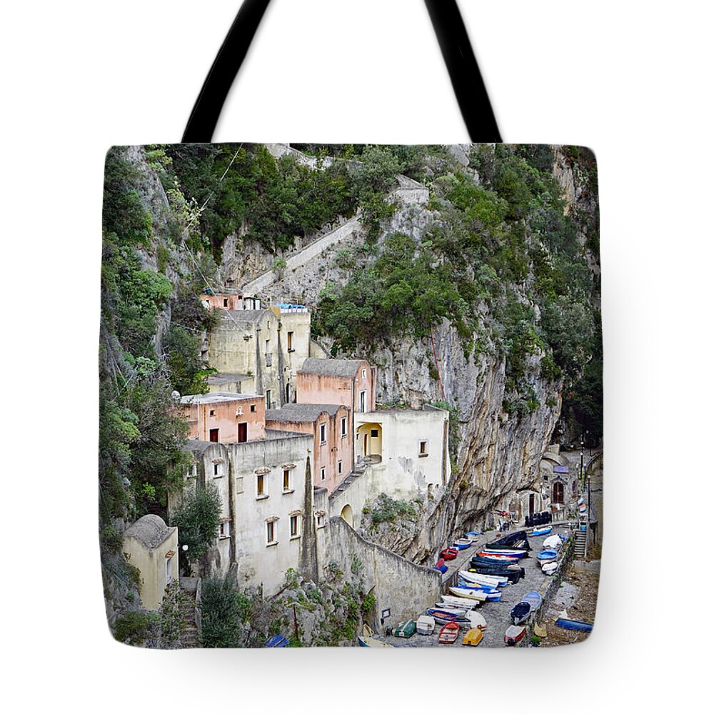 Amalfi Coast Tote Bag featuring the photograph This Is A View Of Furore A Small Village Located On The Amalfi Coast In Italy #1 by Rick Rosenshein
