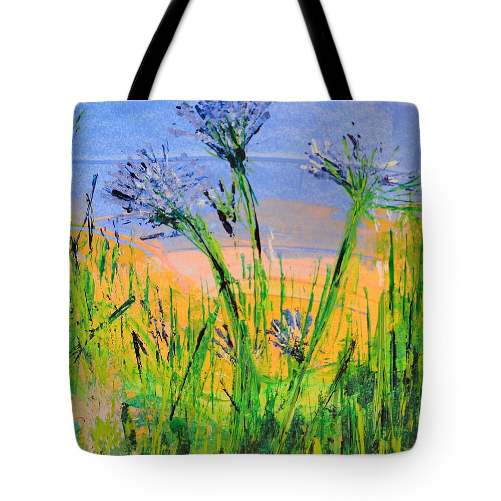 Thistles Tote Bag featuring the mixed media Thistles One #1 by Julia Malakoff