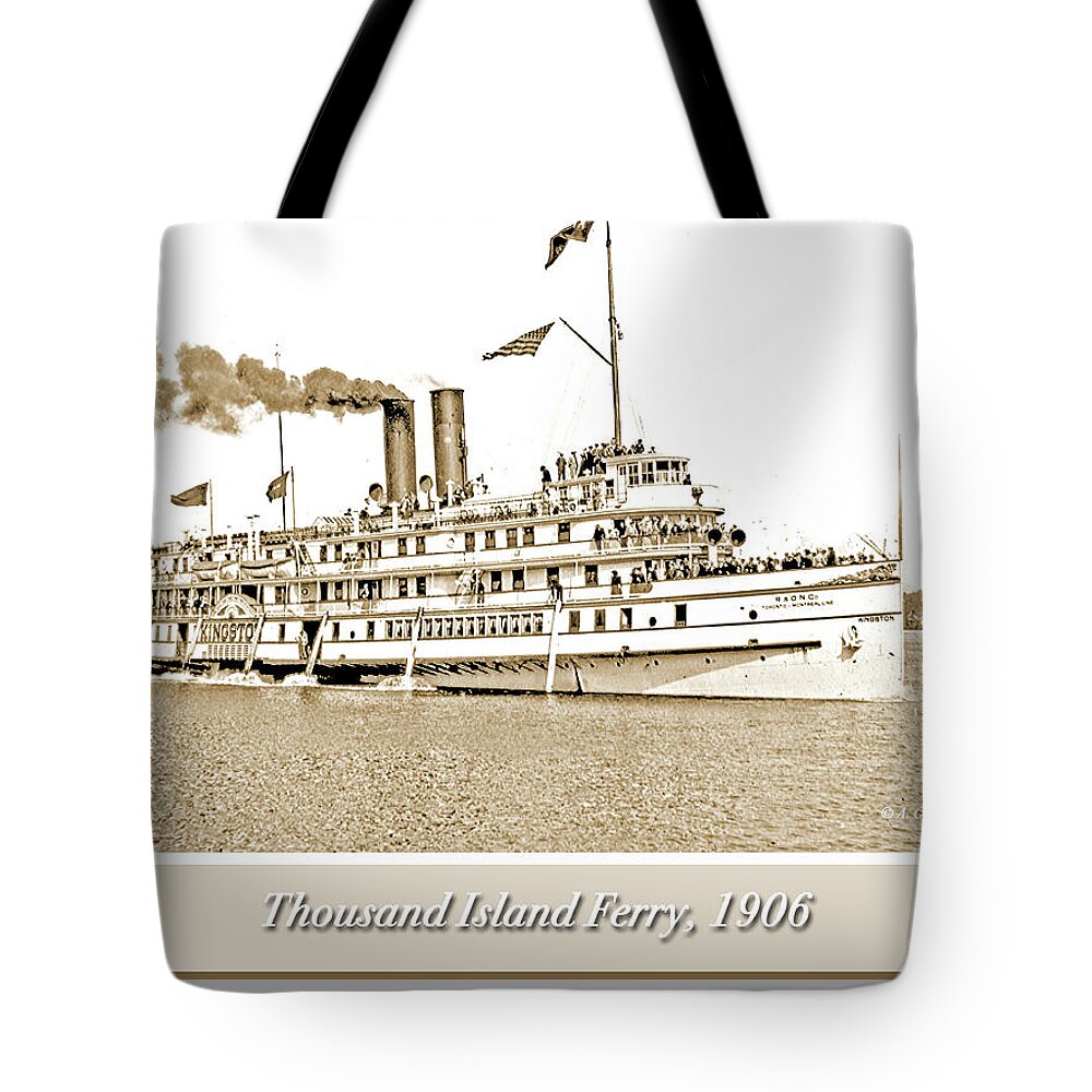 Vintage Photograph Tote Bag featuring the photograph Thousand Islands Ferry Boat 1906 Vintage Photograph #3 by A Macarthur Gurmankin