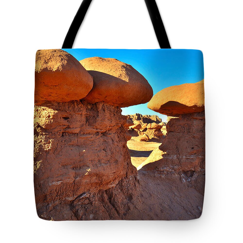 Goblin Valley State Park Tote Bag featuring the photograph Three's Company #1 by Ray Mathis