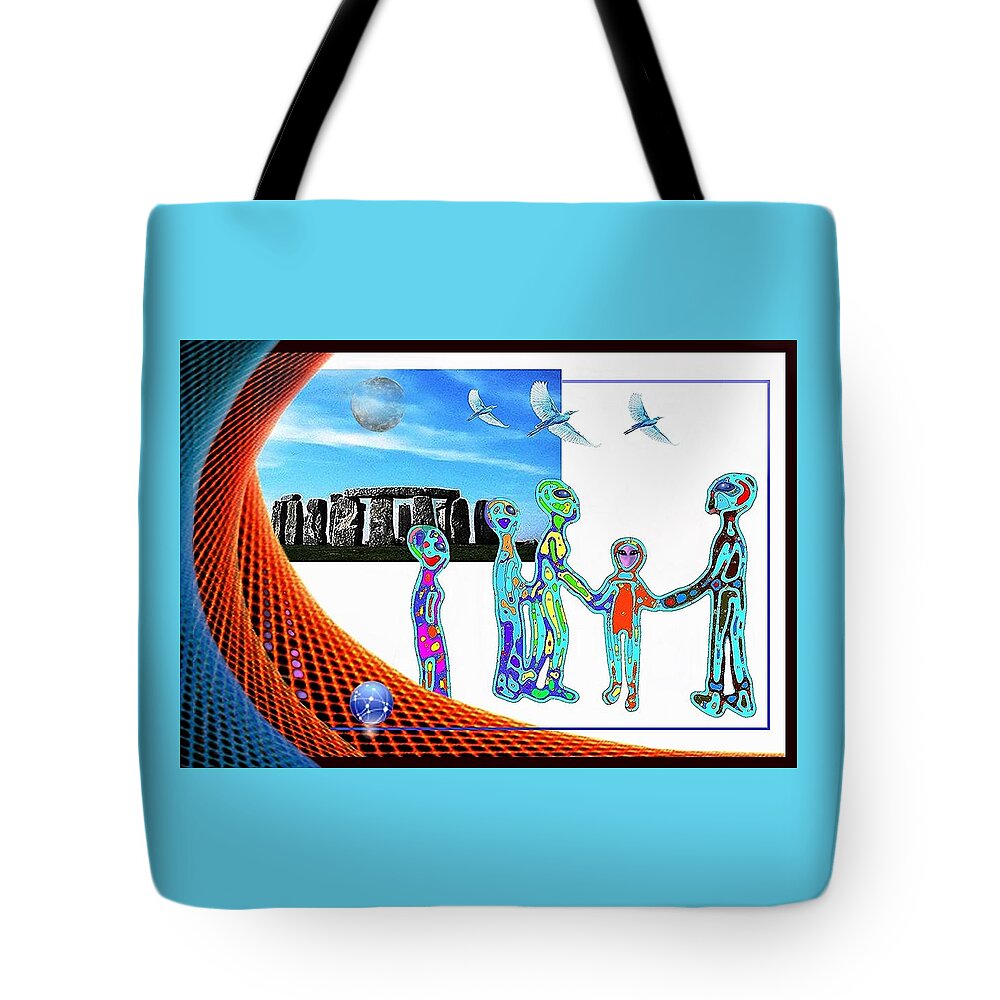 Aliens Tote Bag featuring the digital art Tourists #2 by Hartmut Jager