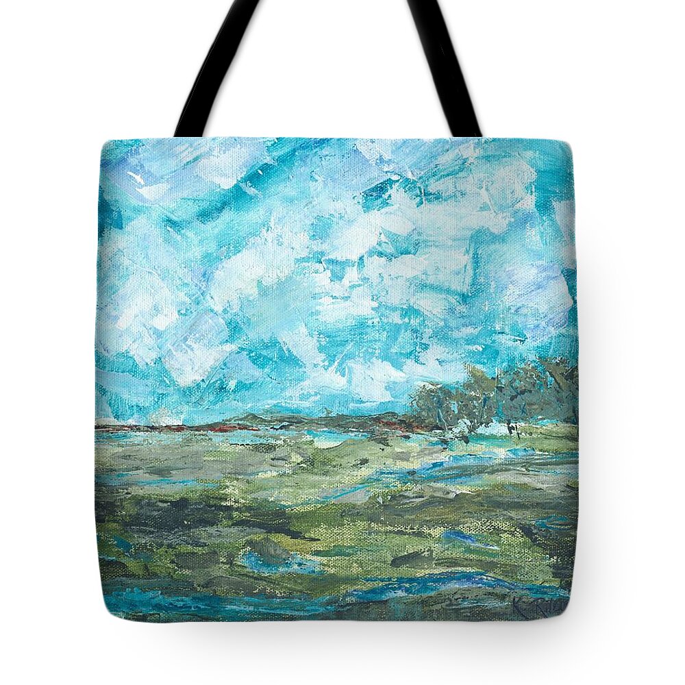 Landscape Tote Bag featuring the painting Toward Pinckney Island by Kathryn Riley Parker