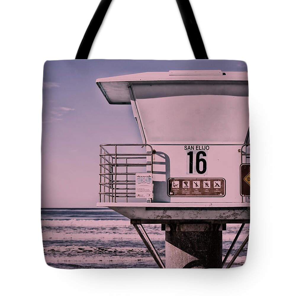 Lifeguard Tower Tote Bag featuring the photograph Tower 16 - Part 2 - Cardiff by the Sea - San Diego - California by Bruce Friedman
