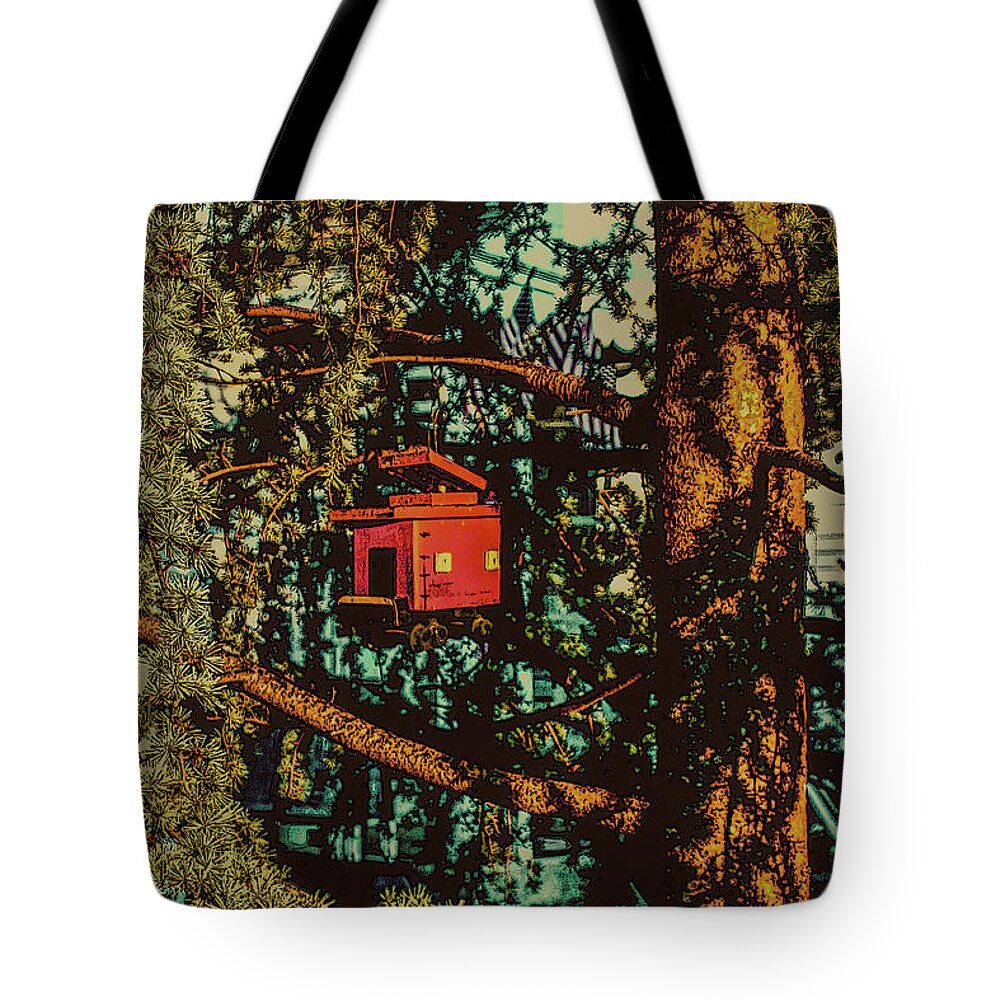 Birdhouse Tote Bag featuring the photograph Train Bird House #1 by Sandy Moulder