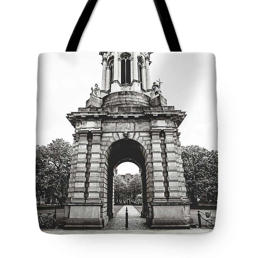 Trinity College Tote Bag featuring the photograph Trinity College Campanille - sepia toned by Scott Pellegrin