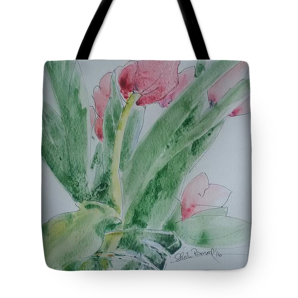 Tulips Tote Bag featuring the painting Tulips by Sheila Romard