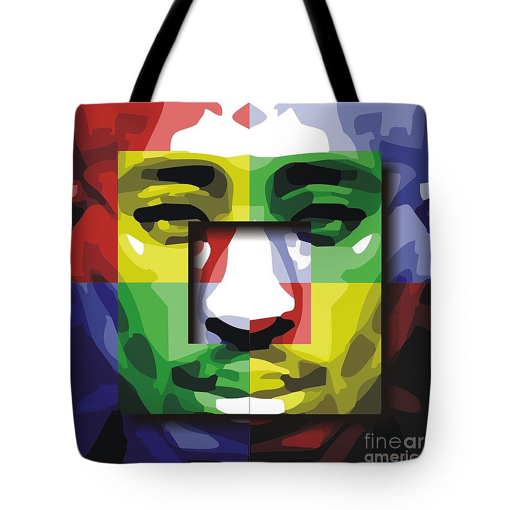 Portraits Tote Bag featuring the digital art Tupac Squared by Walter Neal