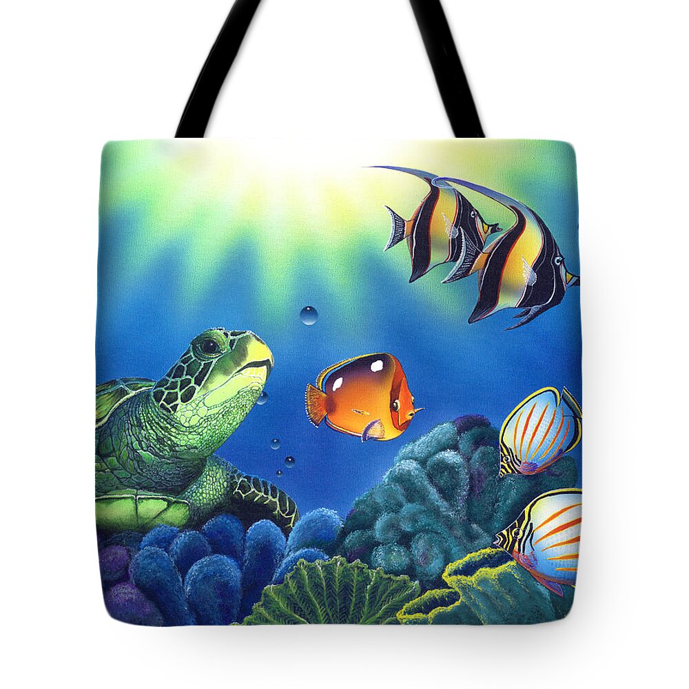 Turtle Tote Bag featuring the painting Turtle Dreams #1 by Angie Hamlin