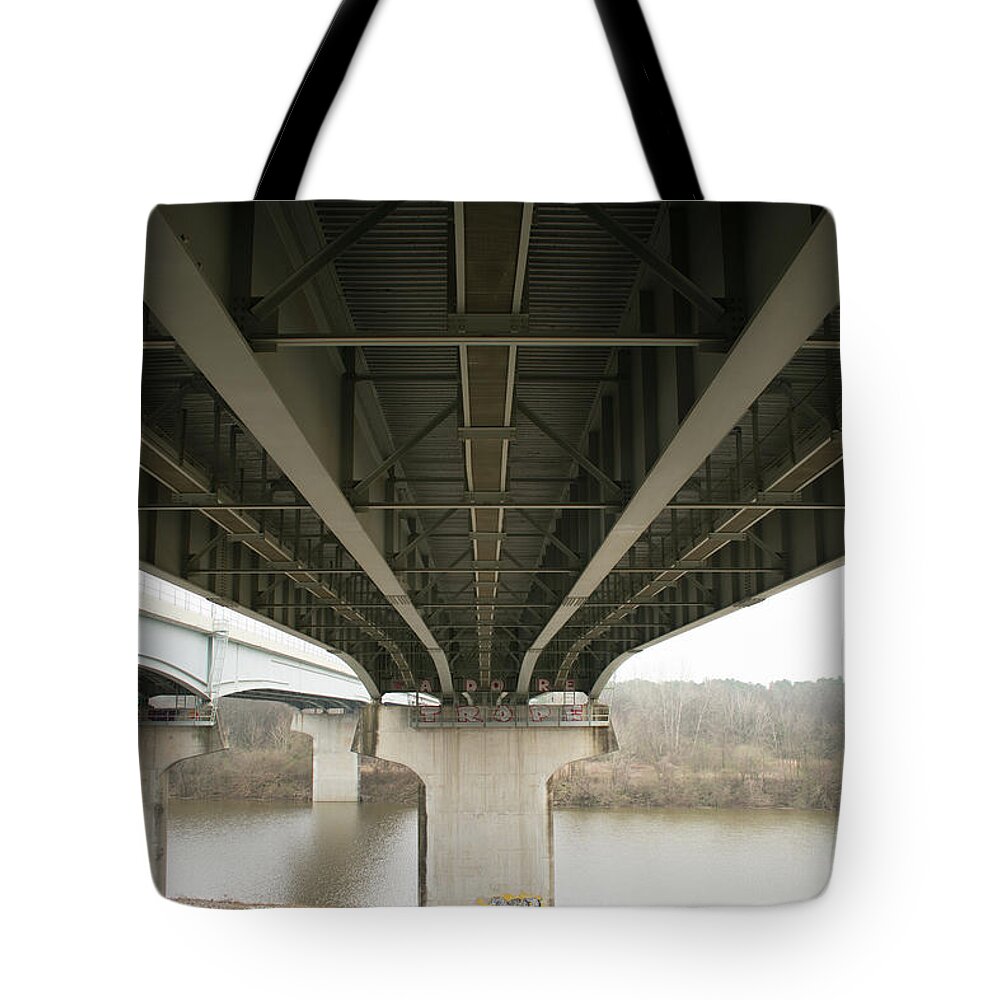 Alabama Tote Bag featuring the photograph Under the Bridge 1 - Florence, Alabama by James-Allen