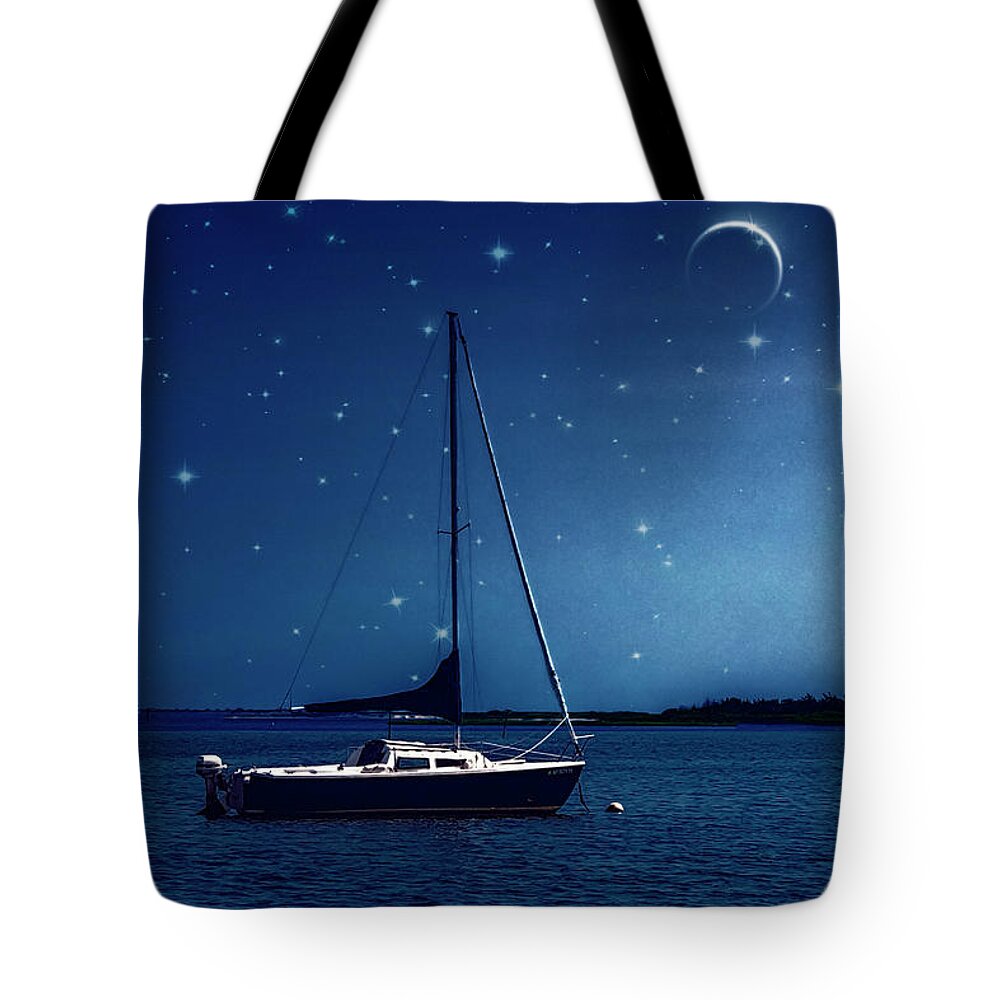 Sailboat Tote Bag featuring the photograph Under The Stars by Cathy Kovarik
